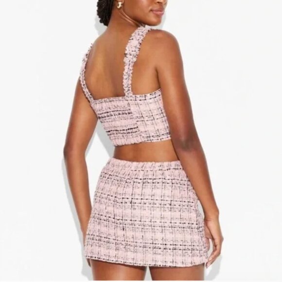 NWOT Wild Fable Tweed Pink Set Skort (S) & Crop Top (XS) - Picture 3 of 7